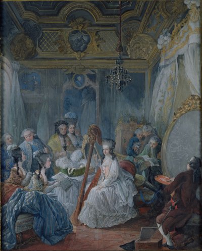 Marie Antoinette (1755-93) in ihrem Zimmer in Versailles im Jahr 1777 von Jacques Fabien Gautier d